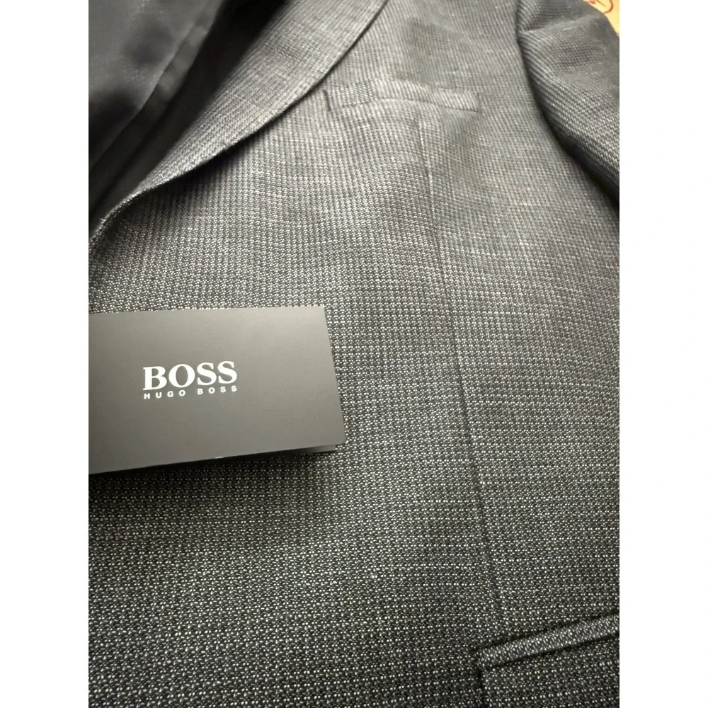 HUGO BOSS Grey Wool Linen Blazer Sport Coat 44R Lanificio Tesse  NWT 595$ qq04